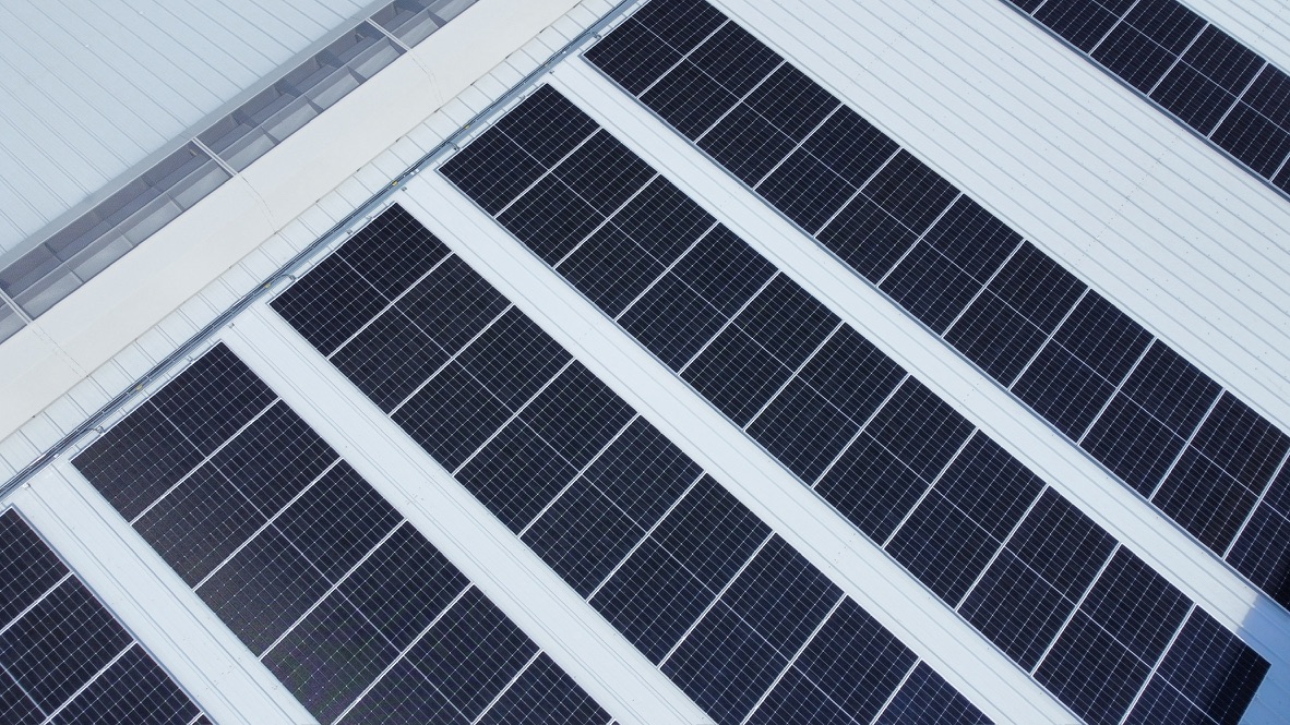 Commercial solar panel installation on a warehouse roof by SRM Solar Yorkshire